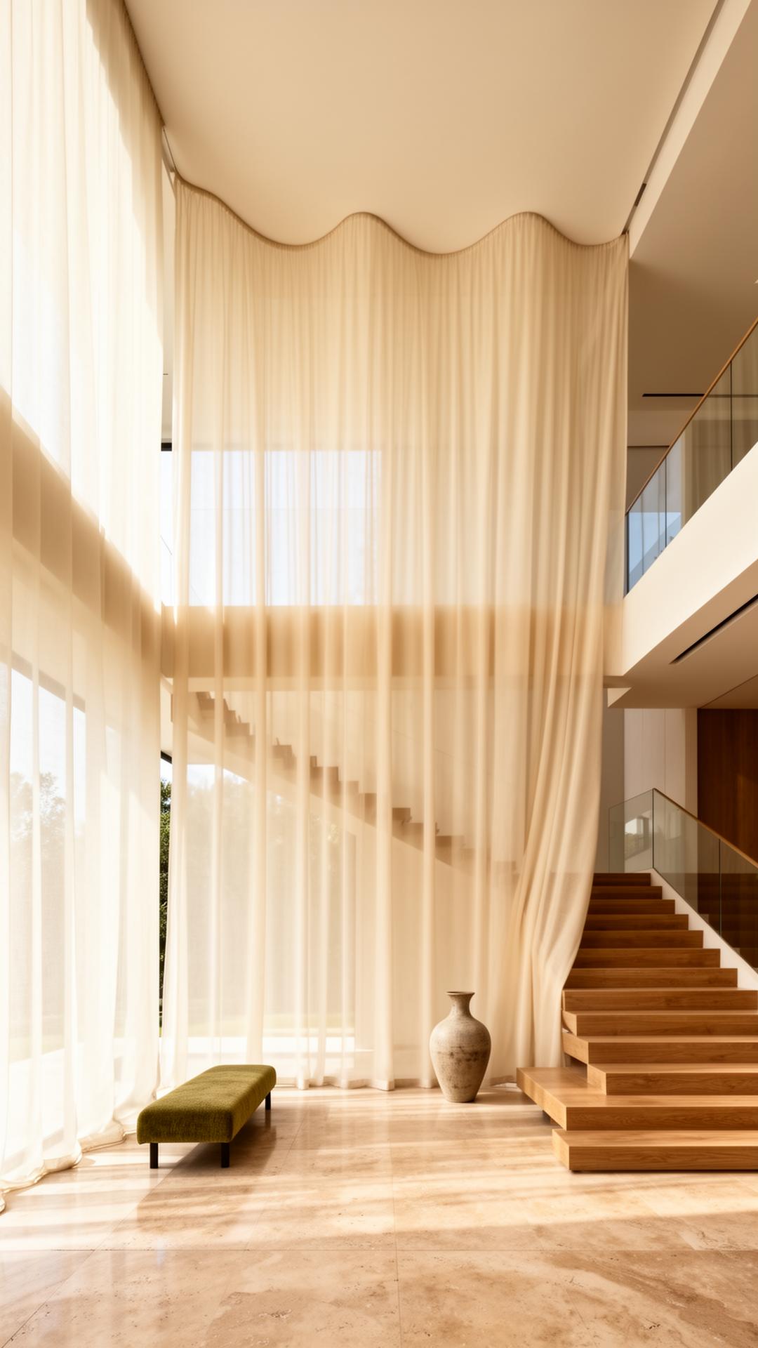 Double-height wave drapes