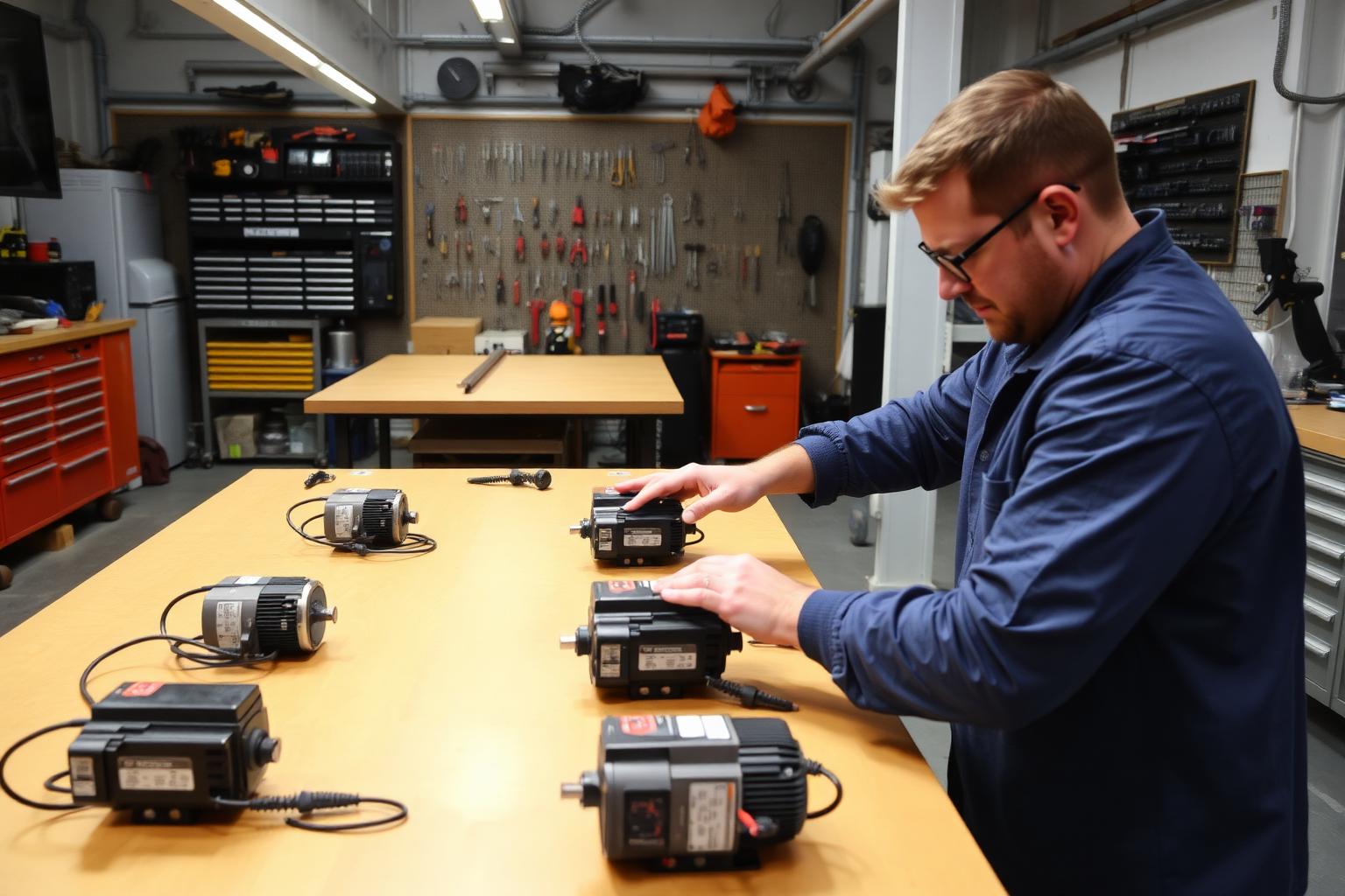 Motorisation bench — Somfy & Lutron assembly