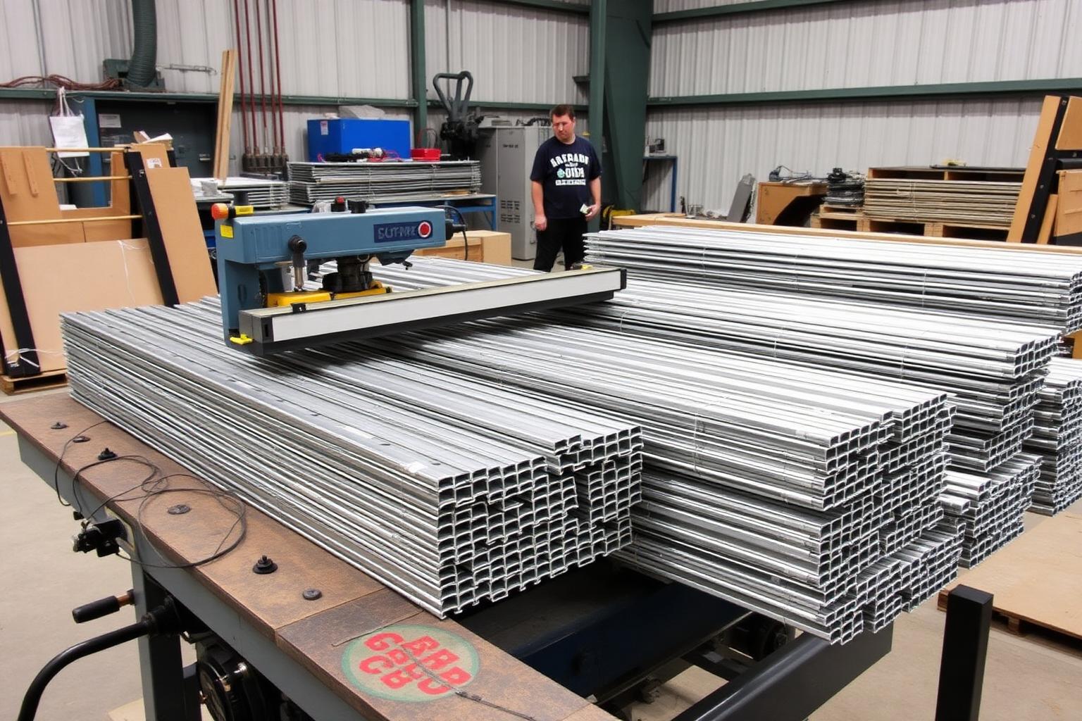 Aluminium track cutting & bundling bay