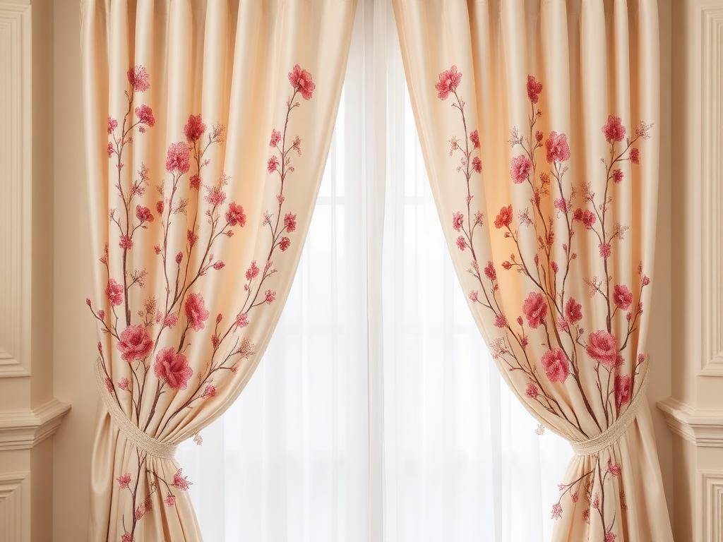 Floral Embroidered Curtains